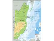 Belize Physical Wall Map
