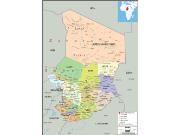 Chad Political Wall Map