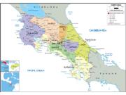 Costa Rica Political Wall Map
