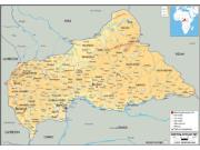 C. African Republic Physical Wall Map