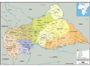 C. African Republic Political Wall Map
