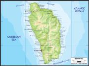 Dominica Physical Wall Map