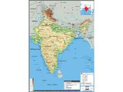 India Physical Wall Map