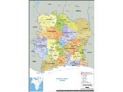 Ivory Coast Political Wall Map