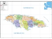 Jamaica Political Wall Map