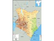 Kenya Physical Wall Map