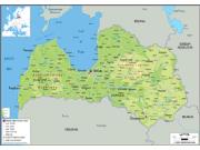 Latvia Physical Wall Map