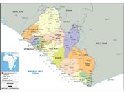 Liberia Political Wall Map