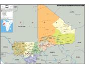 Mali Physical Wall Map