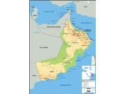 Oman Physical Wall Map