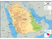 Saudi Arabia Physical Wall Map