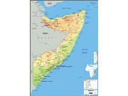 Somalia Physical Wall Map