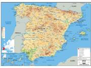 Spain Physical Wall Map