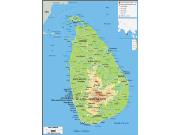 Sri Lanka Physical Wall Map