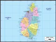 St. Lucia Political Wall Map