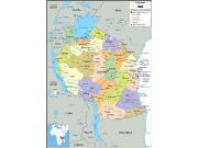 Tanzania Political Wall Map