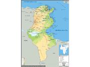 Tunisia Physical Wall Map