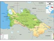 Turkmenistan Physical Wall Map