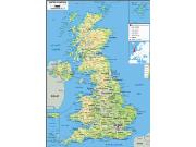 United Kingdom Physical Wall Map