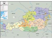 Austria Political Wall Map