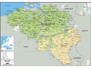 Belgium Physical Wall Map