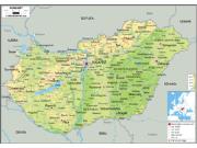 Hungary Physical Wall Map
