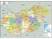 Hungary Political Wall Map