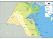 Kuwait Physical Wall Map