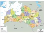 Latvia Political Wall Map