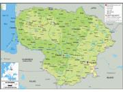 Lithuania Physical Wall Map