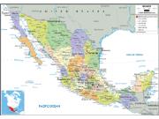 Mexico Political Wall Map