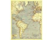 Atlantic Ocean 1939 Wall Map