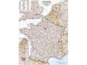 France, Belgium and the Netherlands 1960 Wall Map
