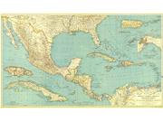 Mexico and Central America 1934 Wall Map