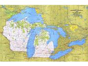 Wisconsin, Michigan and the Great Lakes Wall Map