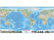 World USA Centered Physical with Wonders Wall Map