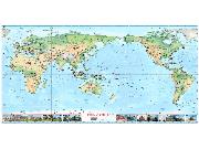 Physical Pacific Centered Wall Map