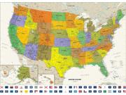 Contemporary USA Wall Map with Flags