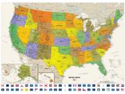 Contemporary USA Wall Map with Flags
