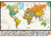 Contemporary World Wall Map with Flags