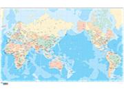 Japan Centered Physical/Political Mercator Wall Map