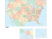 USA County Wall Map w/ Highways