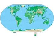 Americas-Centered World Physical Wall Map from Map Resources