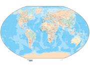 Americas-Centered World Physical Wall Map from Map Resources