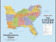 Southeastern States Wall Map