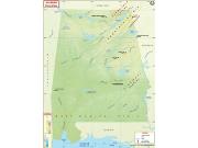 Alabama Physical Wall Map