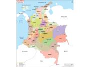 Colombia Political Wall Map