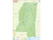 Mississippi Physical Wall Map