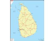 Sri Lanka Road Wall Map