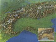 Alps Physical 1965 Wall Map